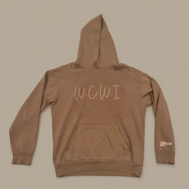 2UP “WCWI” Large Print Hoodie- Burro Brown