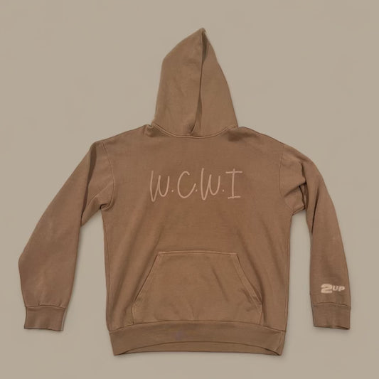 2UP “WCWI” Large Print Hoodie- Burro Brown