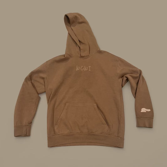 2UP “WCWI” Small Print Hoodie- Burro Brown